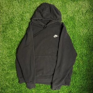 Y2K Nike Athletic Swoosh Essentials '10s Black Pullover Hoodie Fleece Sweatshirt